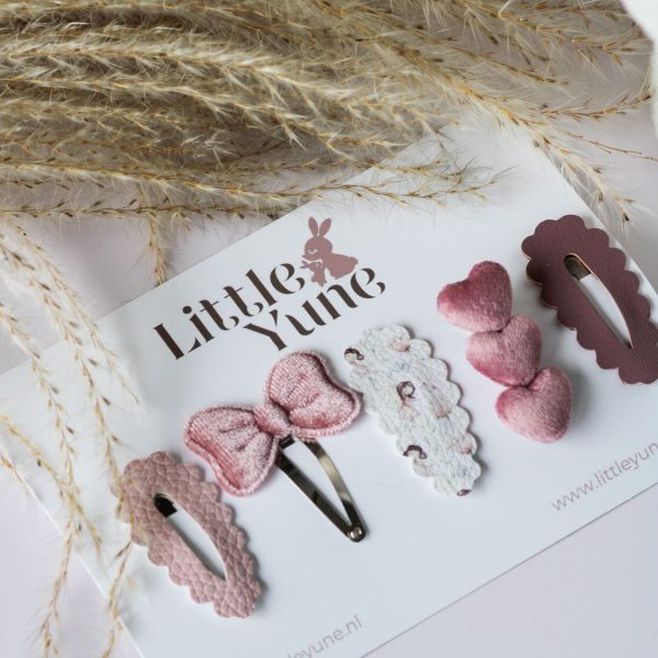 Setje Elara antislip klikklakspeldjes van 4 cm in zachte nude en roze tinten, onderdeel van de Little Daydreams collectie van Little Yune.